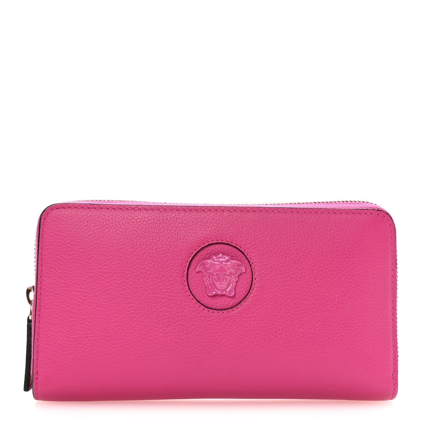 Calfskin Medusa Zip Wallet Pink