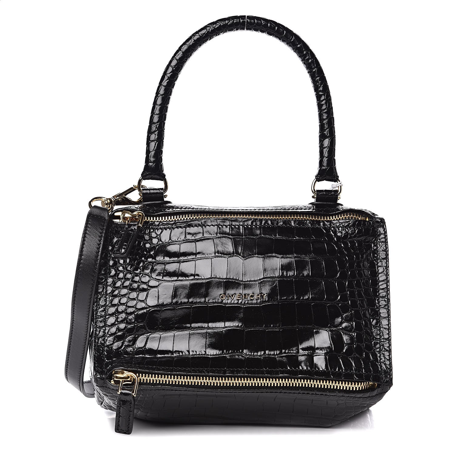Givenchy Calfskin Crocodile Embossed Small Pandora Black 1 of 9