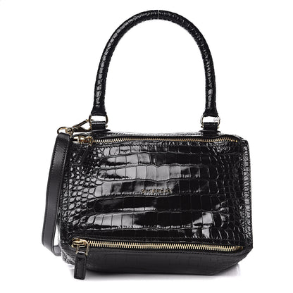 Givenchy Calfskin Crocodile Embossed Small Pandora Black 1 of 9