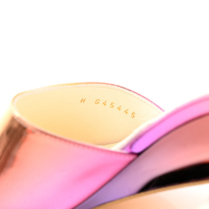 Chanel Laminated Calfskin Wedge Mules 35.5 Pink Orange Yellow 8 of 12