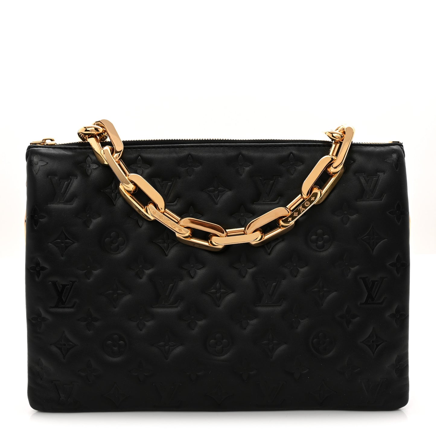 Lambskin Embossed Monogram Coussin MM Black