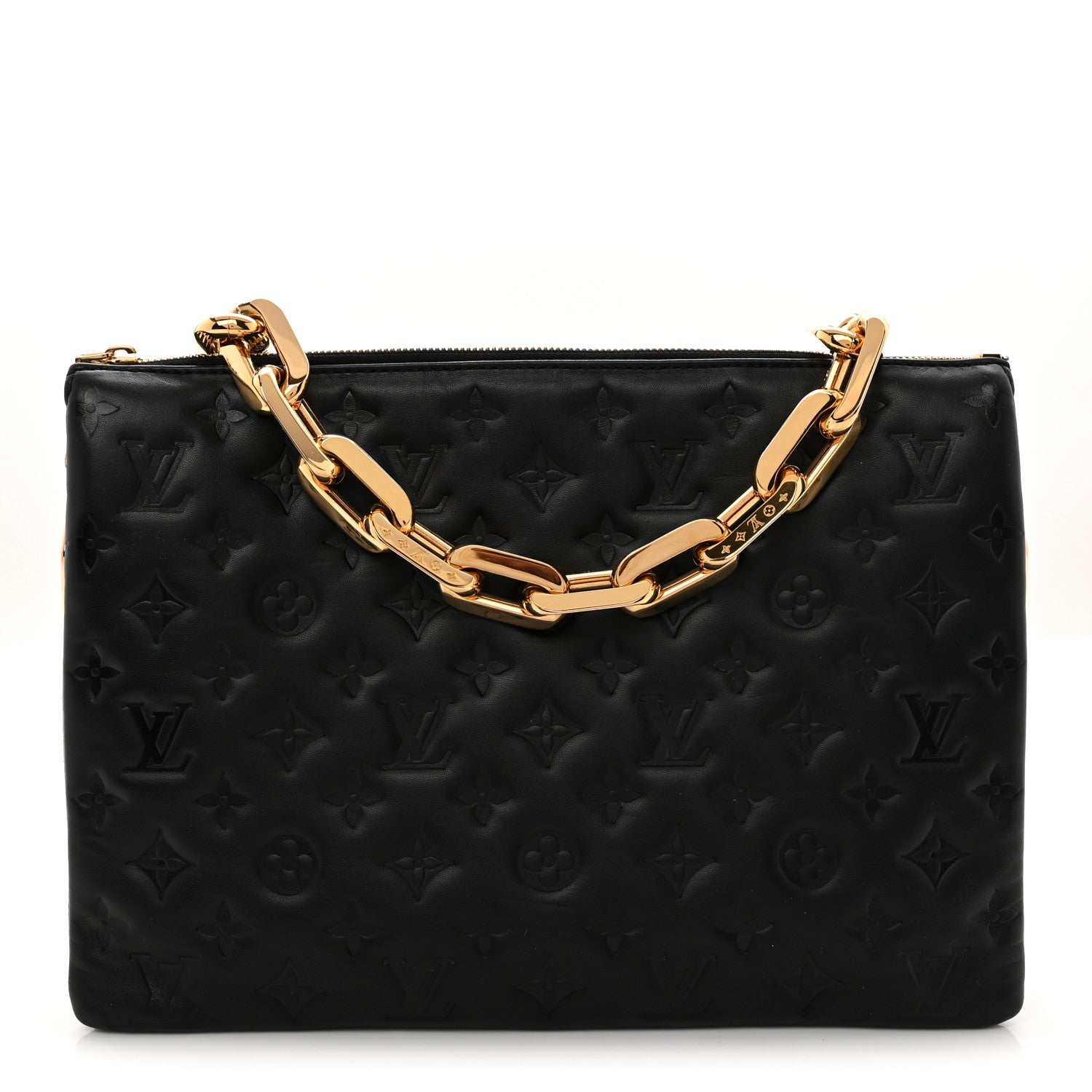 Louis Vuitton Lambskin Embossed Monogram Coussin MM Black 1 of 9
