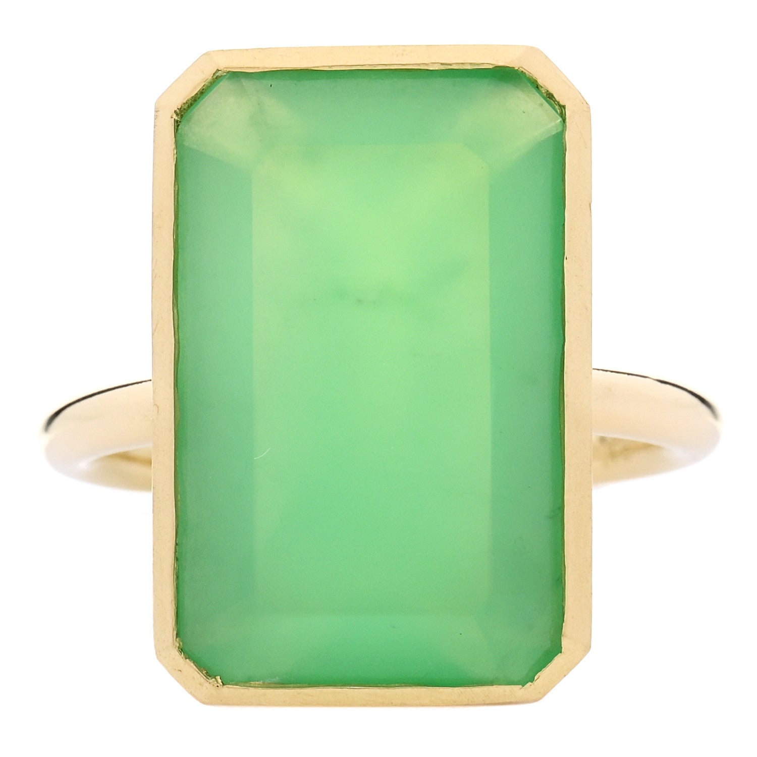 Irene Neuwirth 18K Yellow Gold Chrysoprase Cocktail Ring 56 7.5 1 of 6