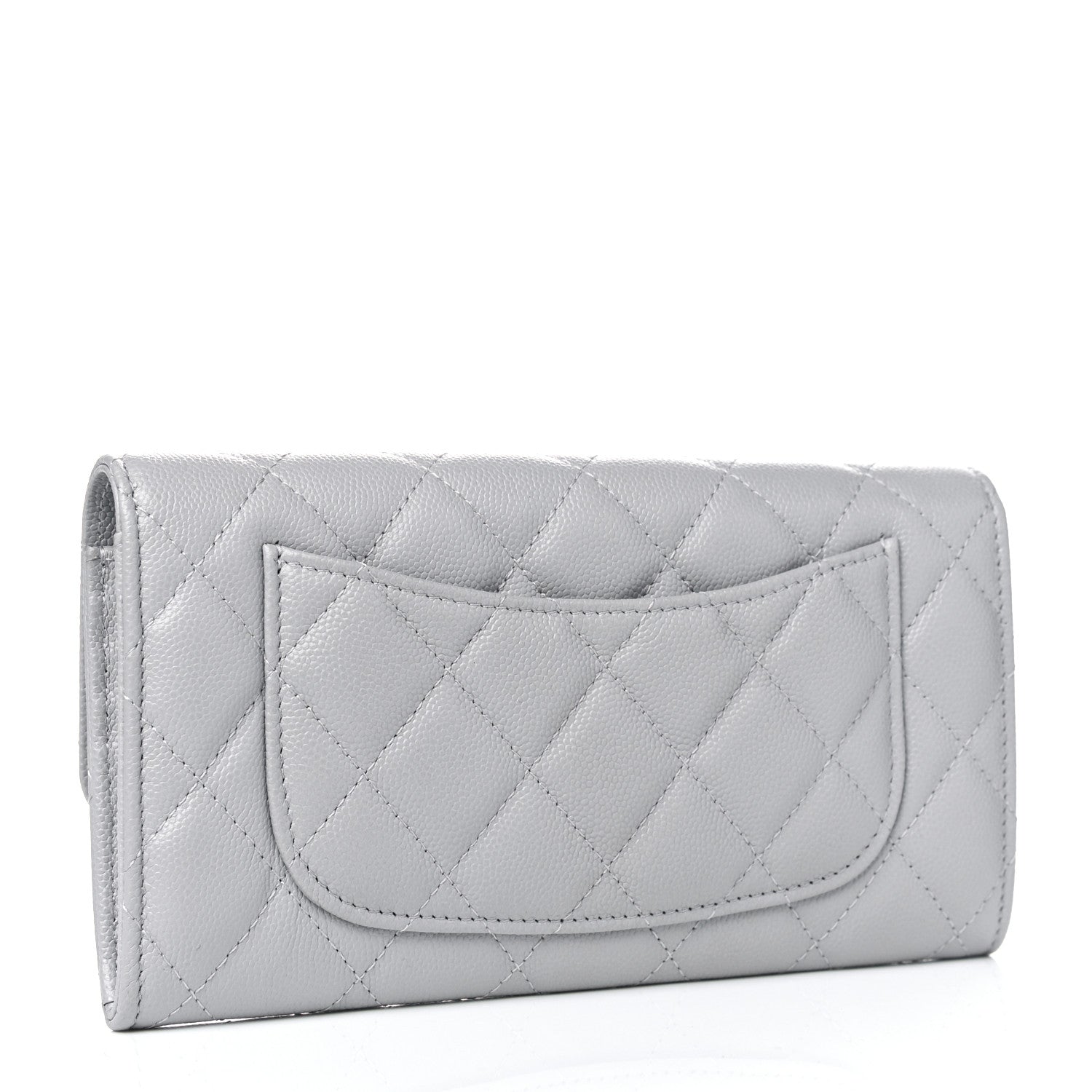 Chanel Caviar Quilted Large Flap Wallet Grey 2 of 5