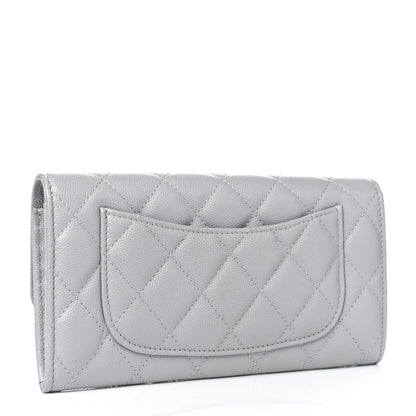 Chanel Caviar Quilted Large Flap Wallet Grey 2 of 5