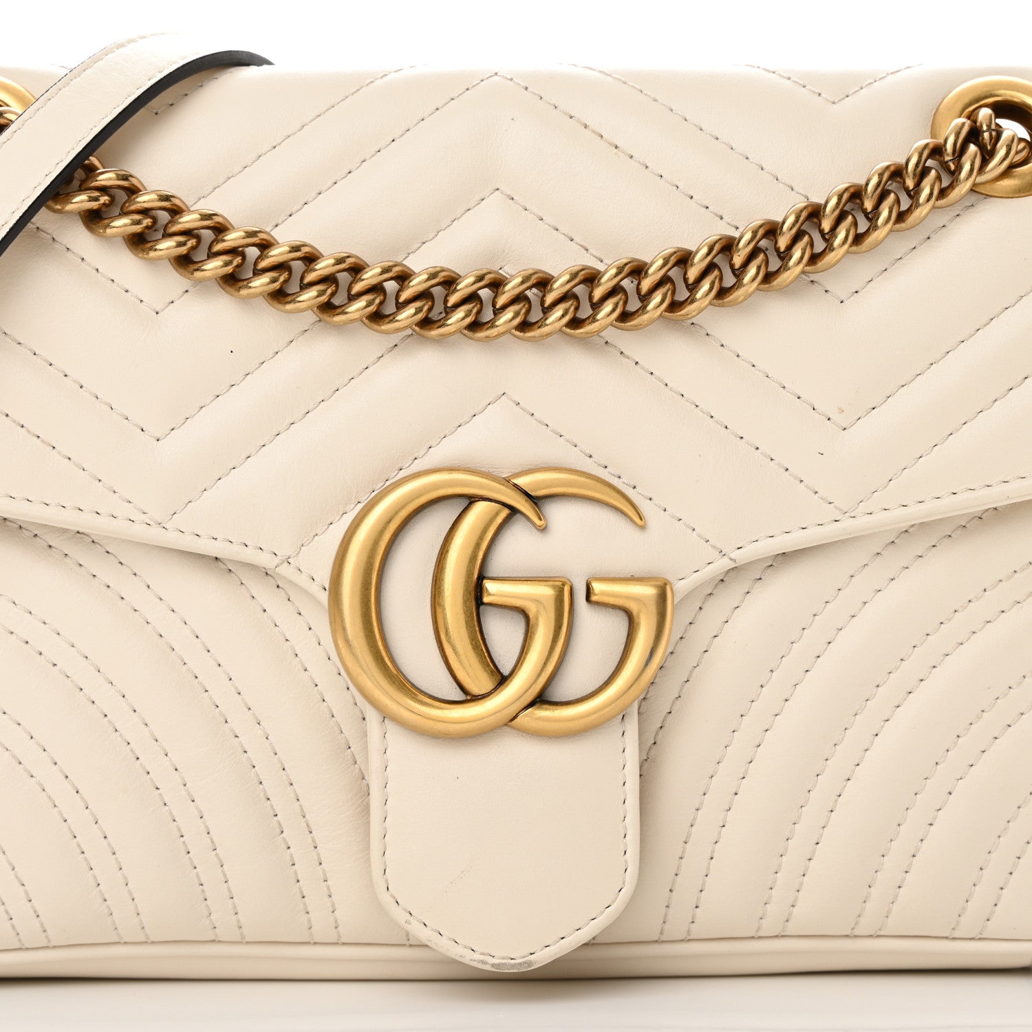 Gucci Calfskin Matelasse Small GG Marmont Shoulder Bag White 8 of 13