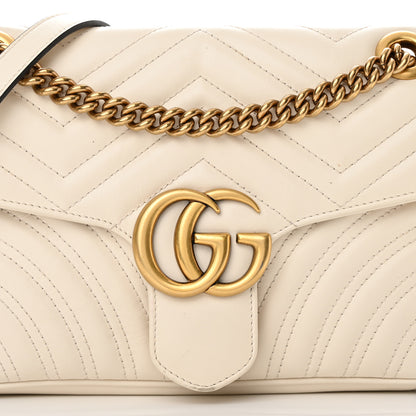 Gucci Calfskin Matelasse Small GG Marmont Shoulder Bag White 8 of 13