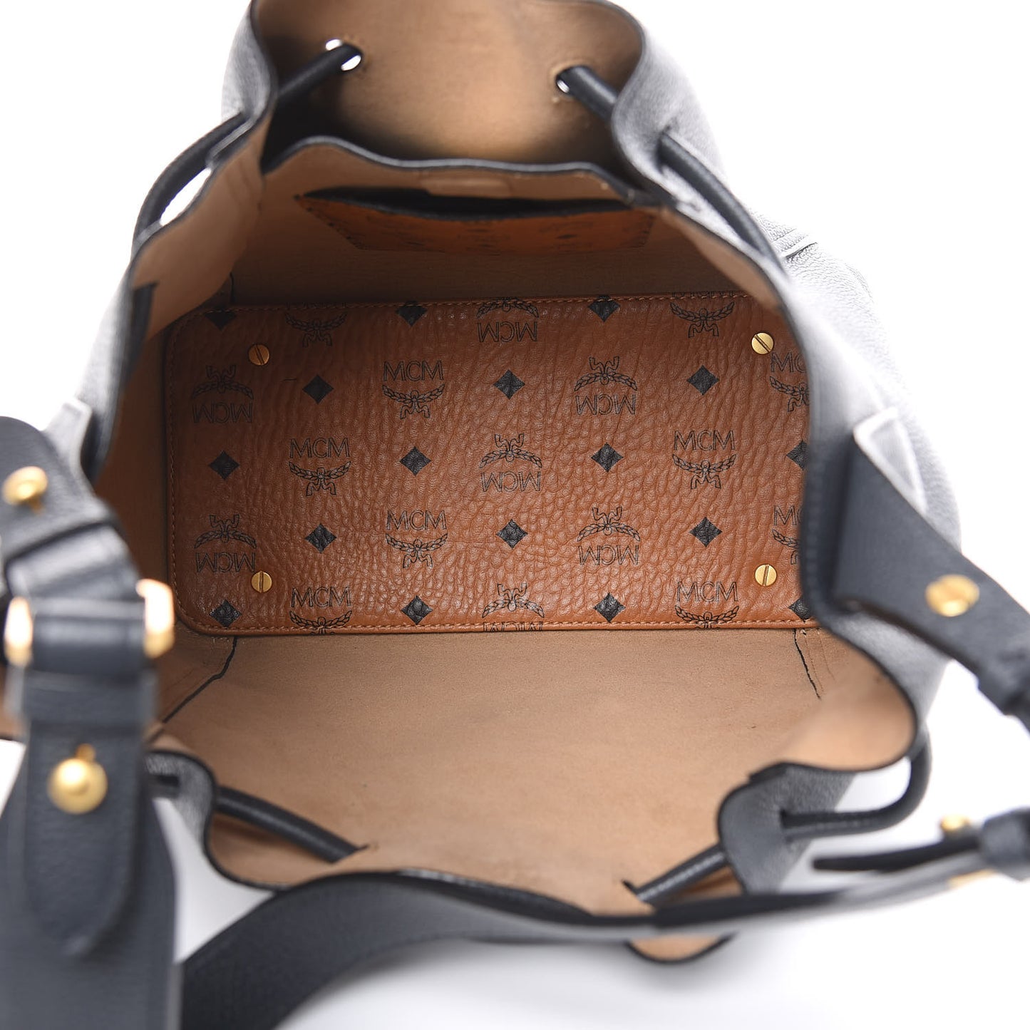 Grained Calfskin Milla Drawstring Bucket Bag Phantom Gray