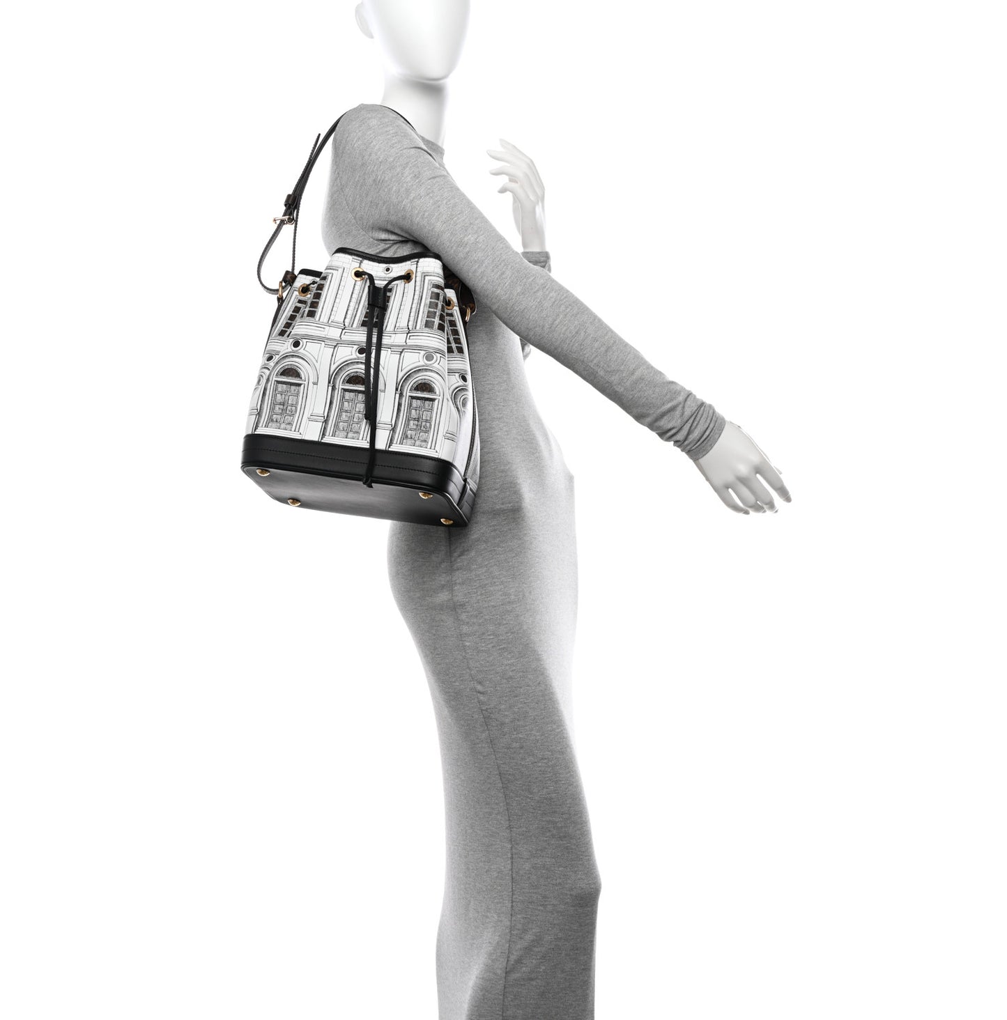 X FORNASETTI Calfskin Architettura Noe MM Black White