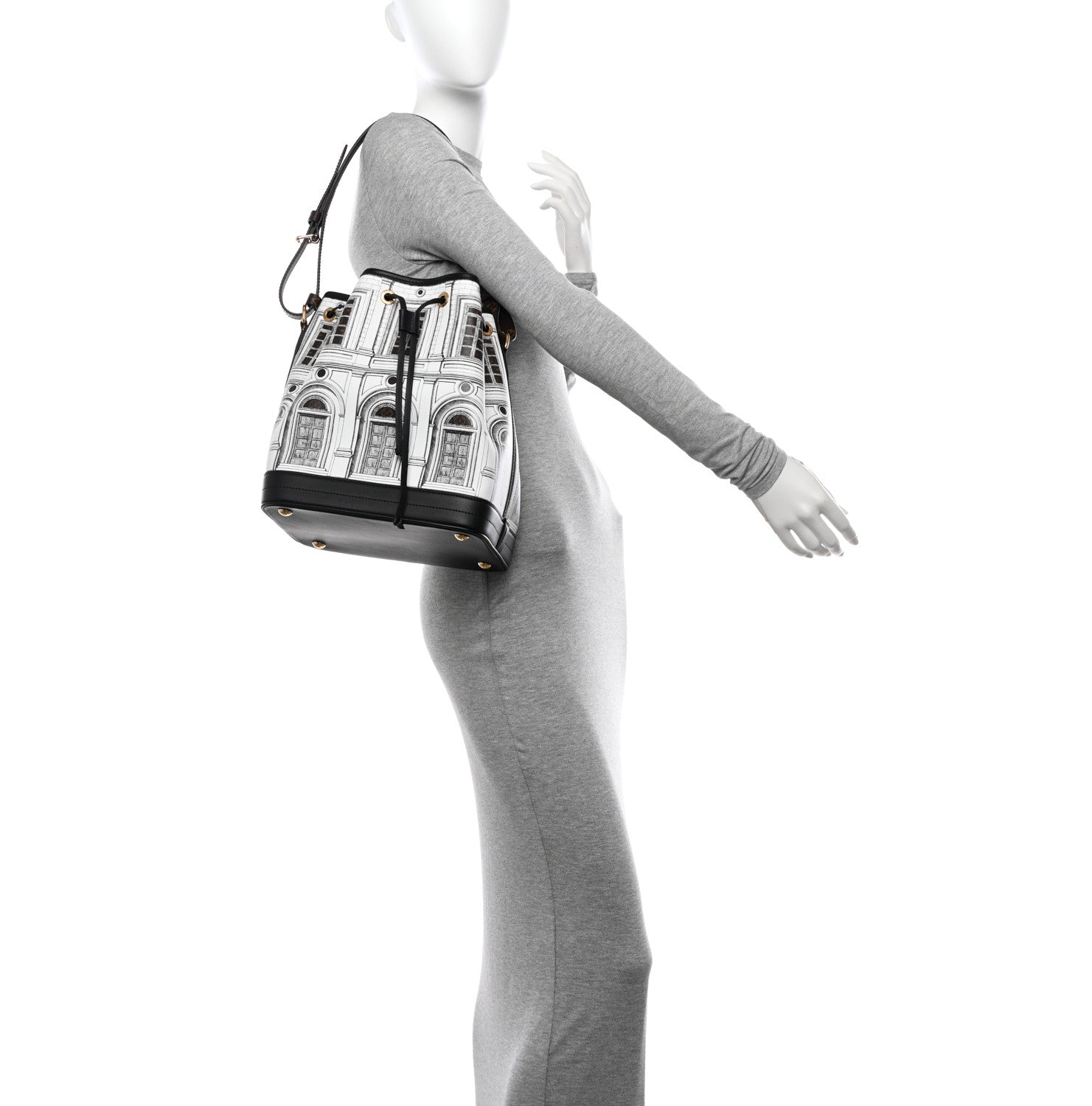 Louis Vuitton X FORNASETTI Calfskin Architettura Noe MM Black White 2 of 9