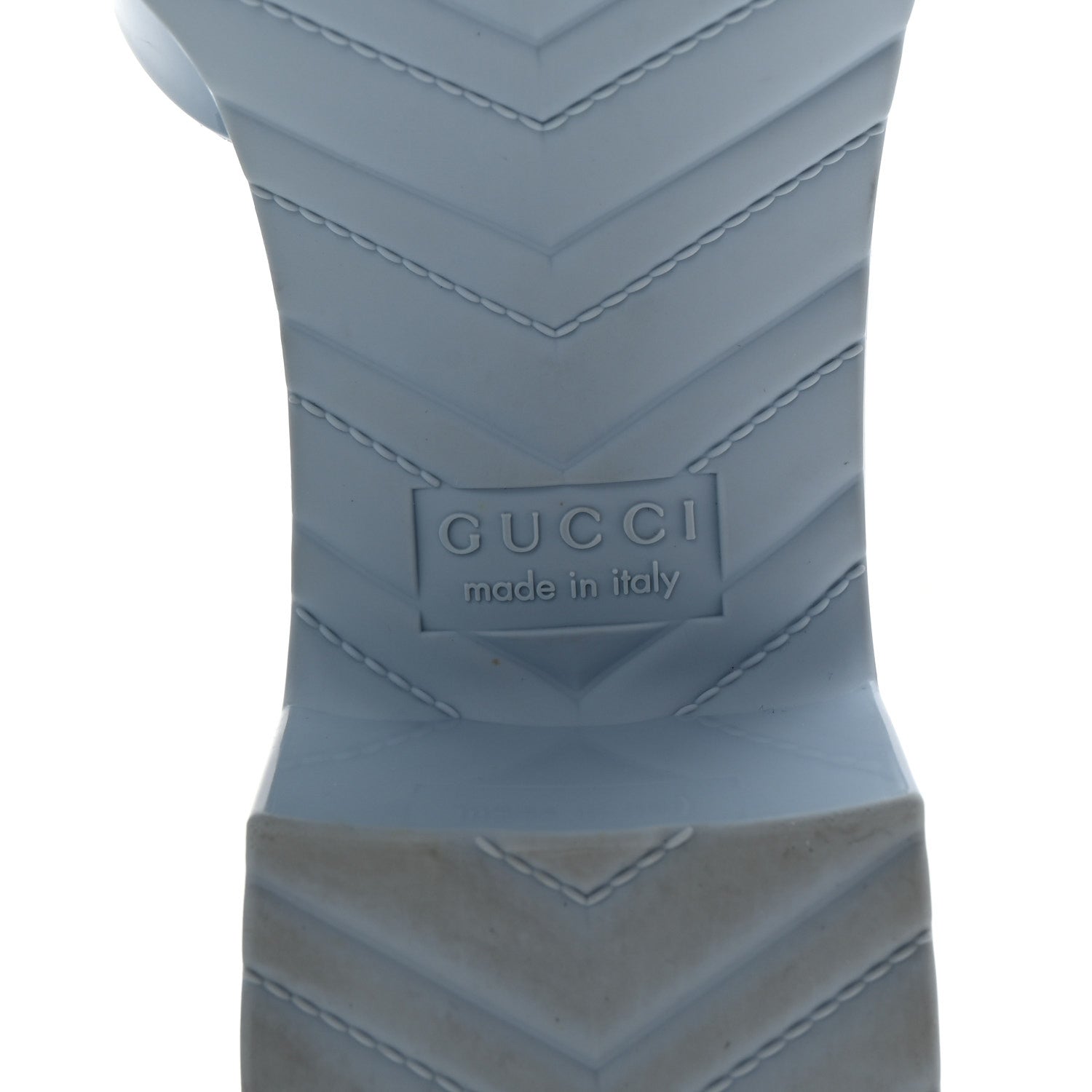 Gucci Rubber Gucci Logo Womens Platform 20/60mm Slide Sandals 36 Porcelain Light Blue 7 of 9