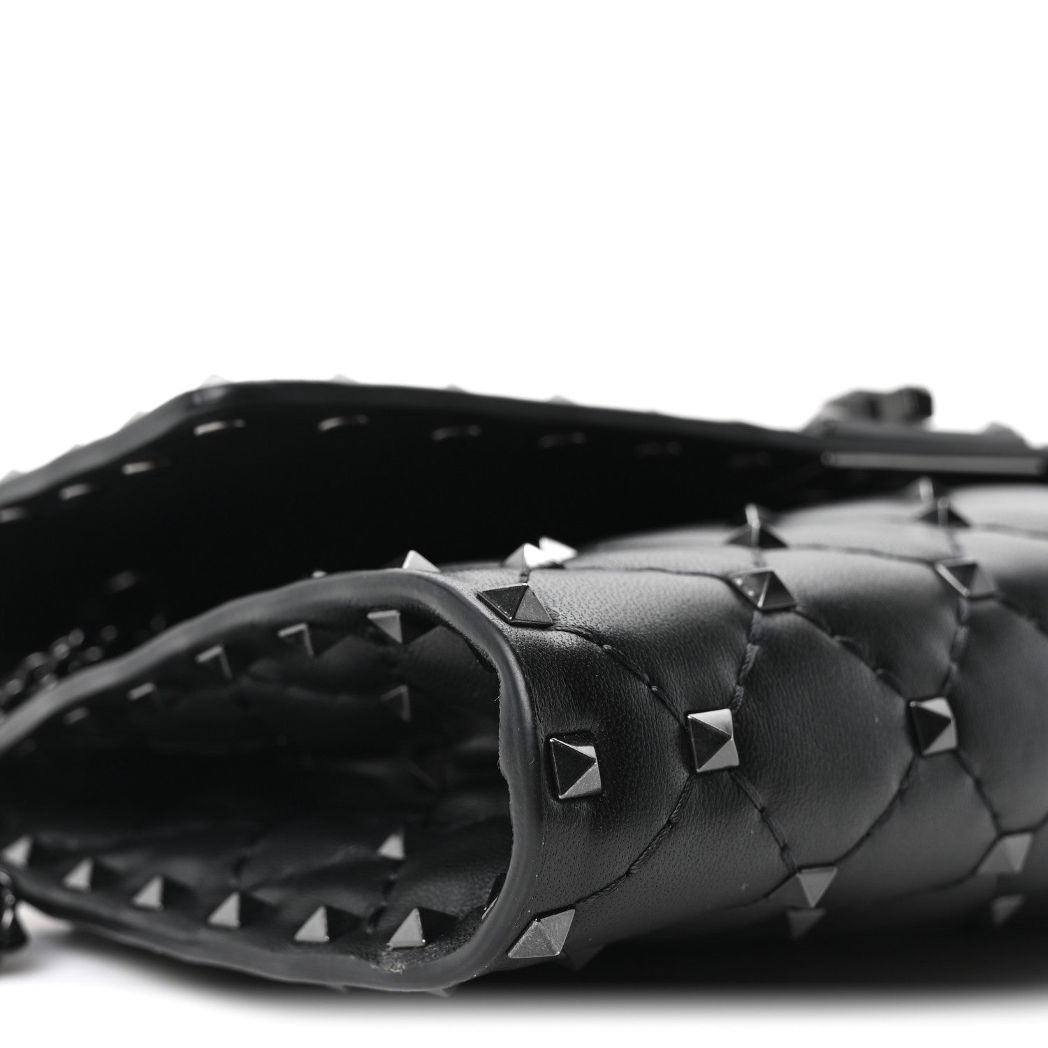 Valentino Garavani Lambskin Rockstud Spike Wallet on Chain Black 8 of 9