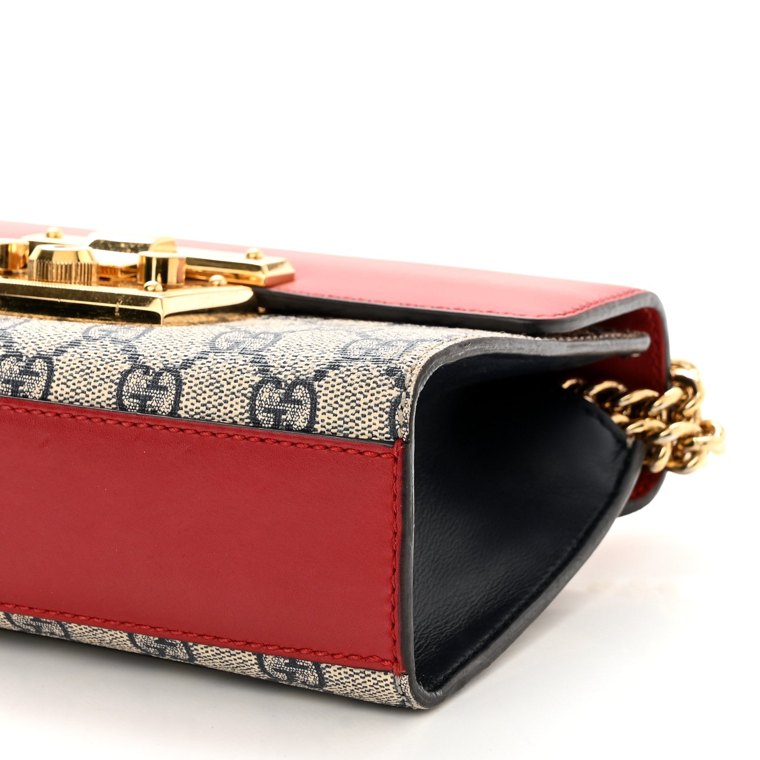 Gucci GG Supreme Monogram Moon Calfskin Small Padlock Shoulder Bag Beige Blue Hibiscus Red Mystic White 10 of 15