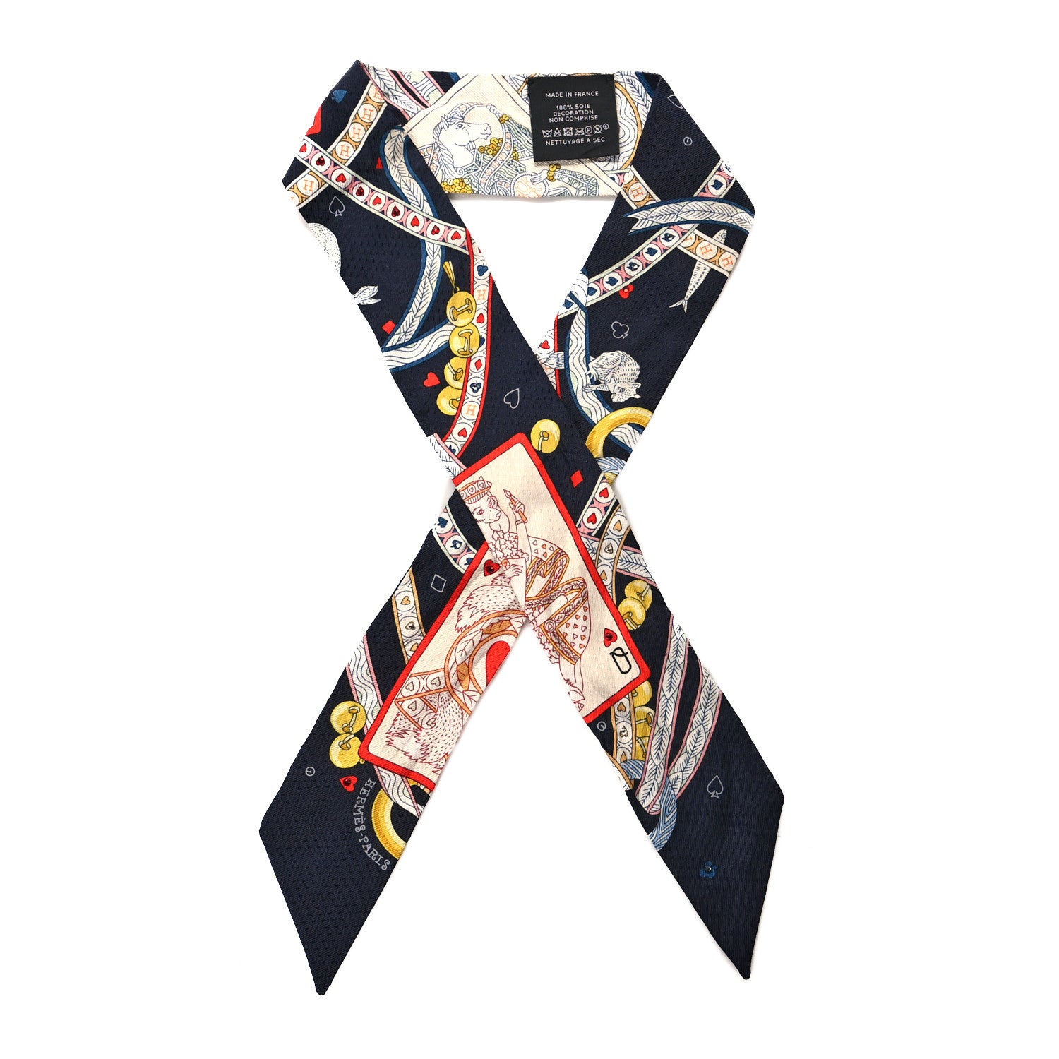 Hermes Silk Dame de Coeur Twilly Black Rouge Or 1 of 4