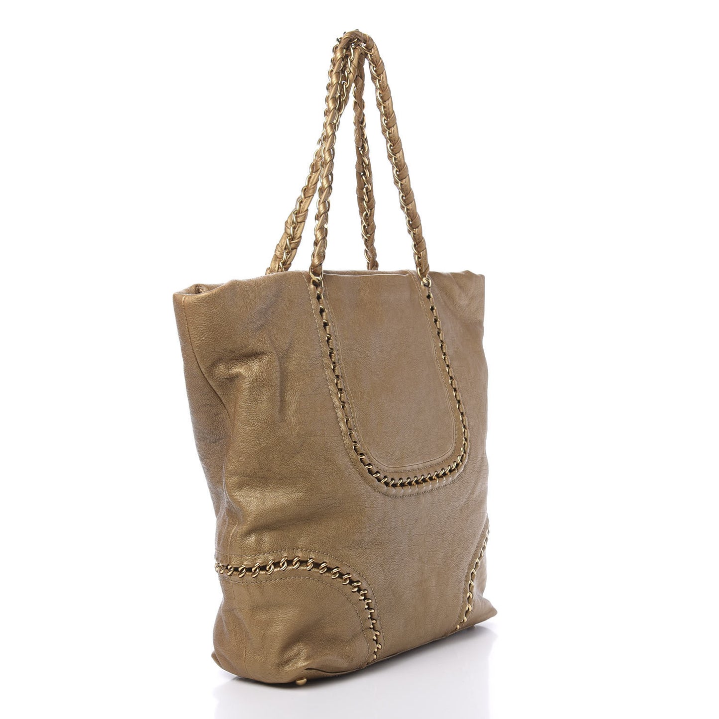 Metallic Goatskin Luxe Ligne Tote Gold