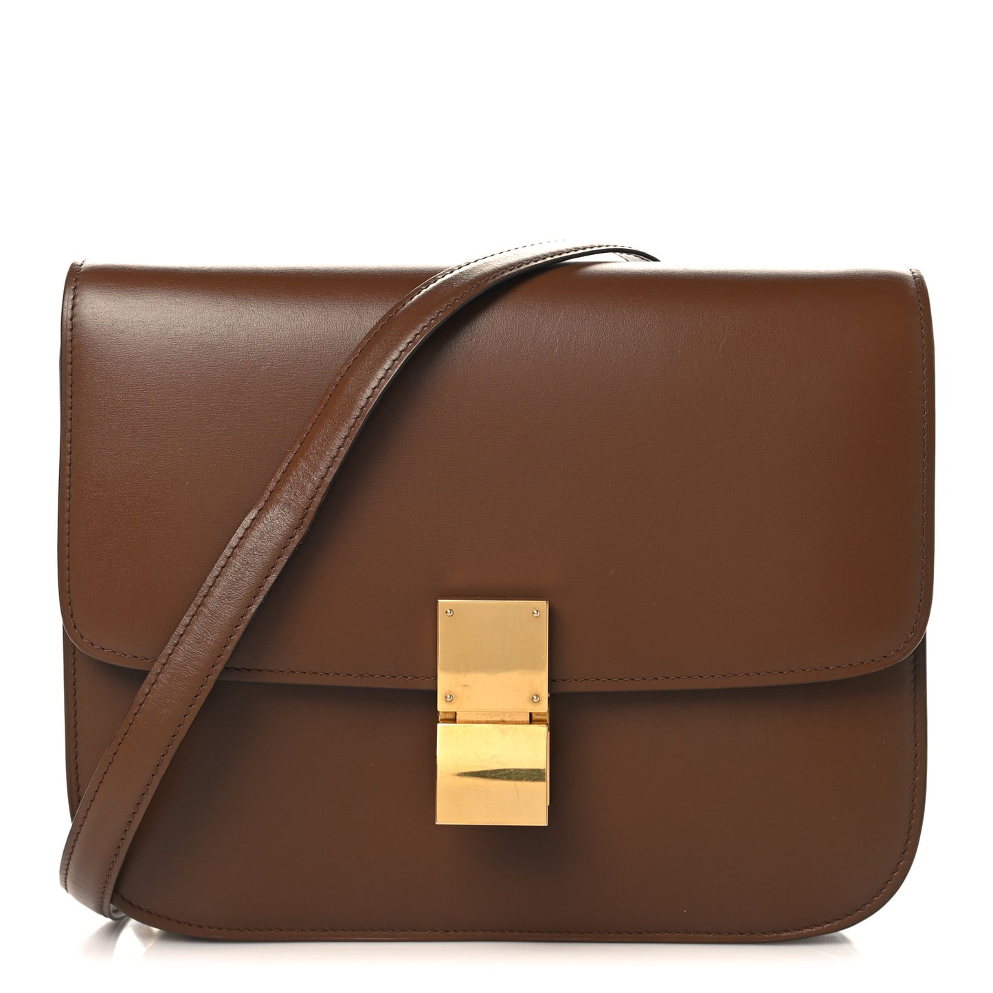 Box Calfskin Medium Classic Box Flap Bag Camel