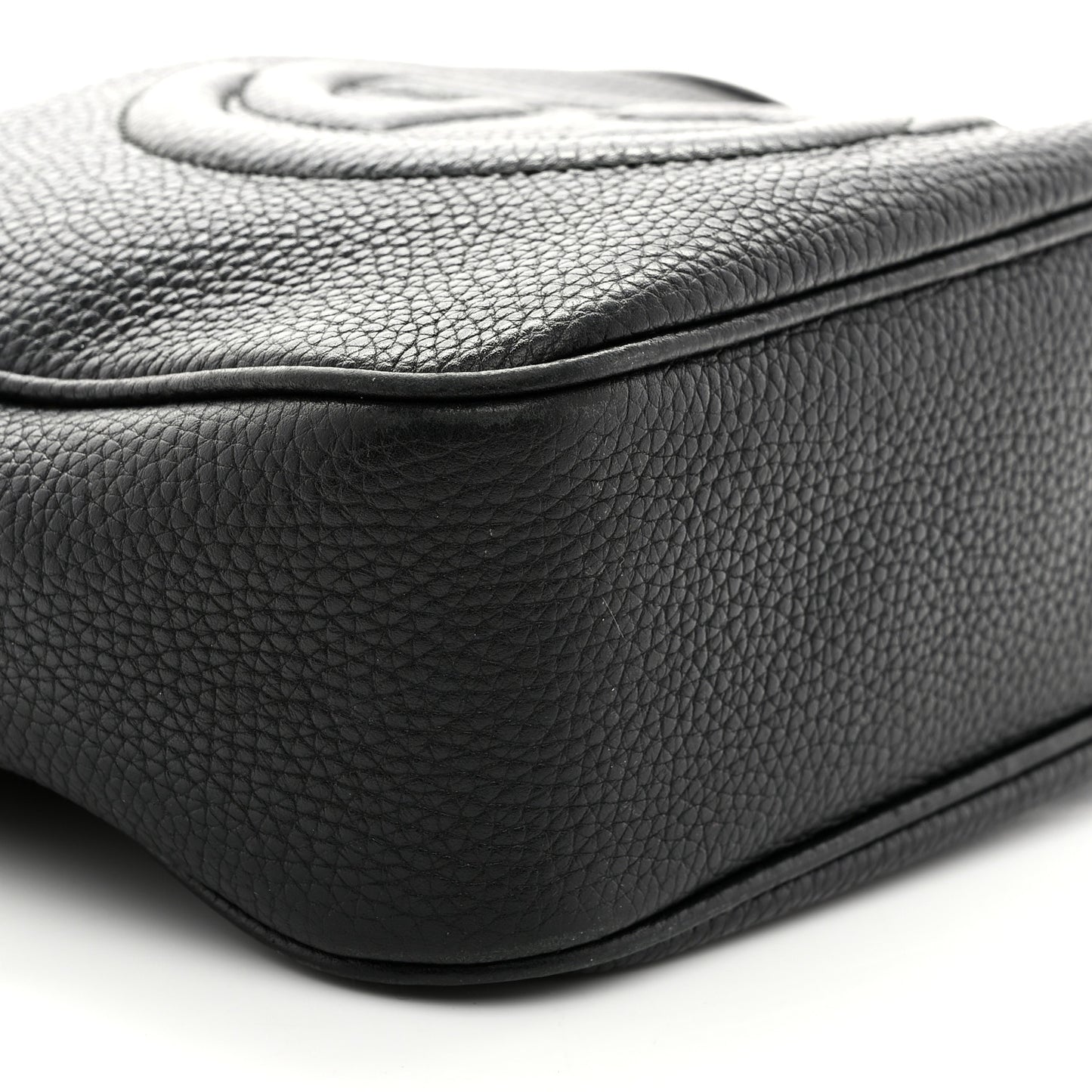 Pebbled Calfskin Small Soho Disco Bag Black