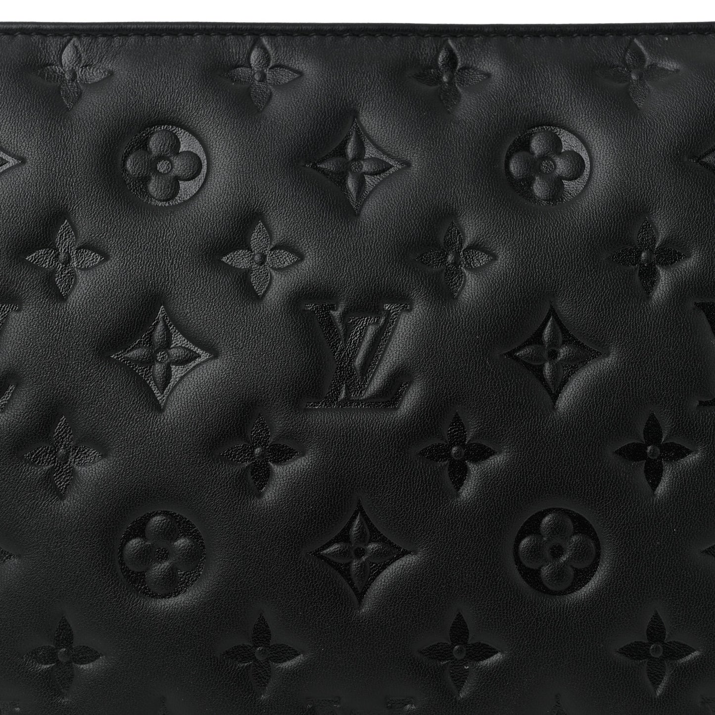 Lambskin Embossed Monogram Coussin PM Black