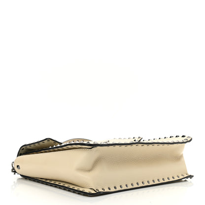 Valentino Garavani Grained Calfskin Rockstud Top Handle Flap Shoulder Bag Light Ivory 4 of 10