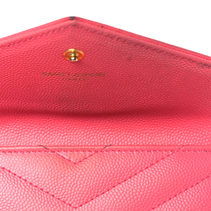Saint Laurent Grain De Poudre Matelasse Chevron Small Monogram Envelope Wallet Rose Clair 12 of 16