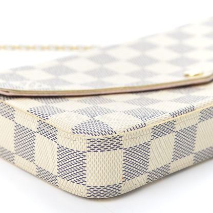 Louis Vuitton Damier Azur Pochette Felicie Chain Wallet Rose Ballerine 5 of 11