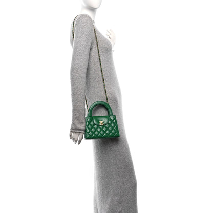 Chanel Shiny Aged Calfskin Quilted Nano Kelly Shopper Green 2 of 11