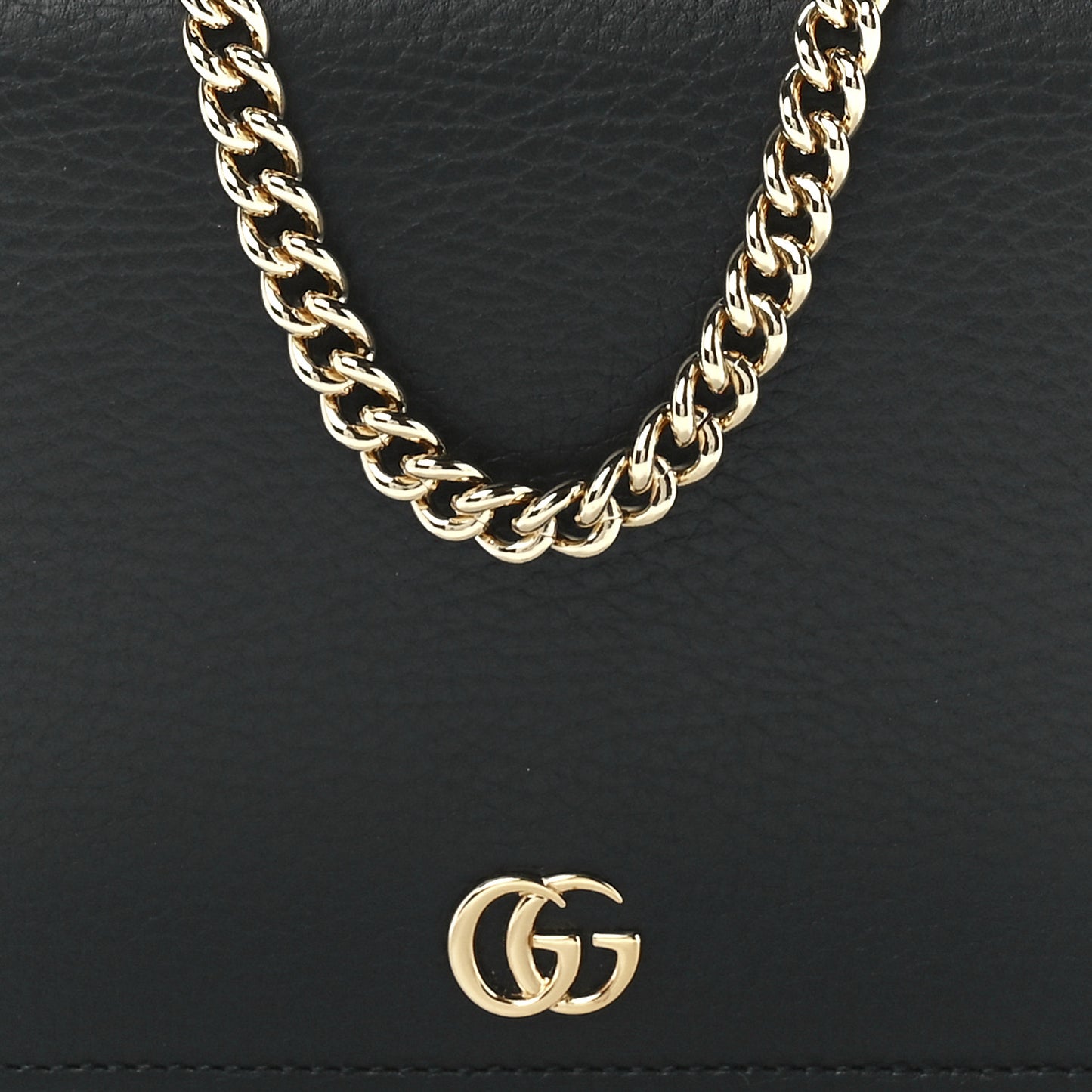 Calfskin Mini GG Marmont Chain Wallet Black
