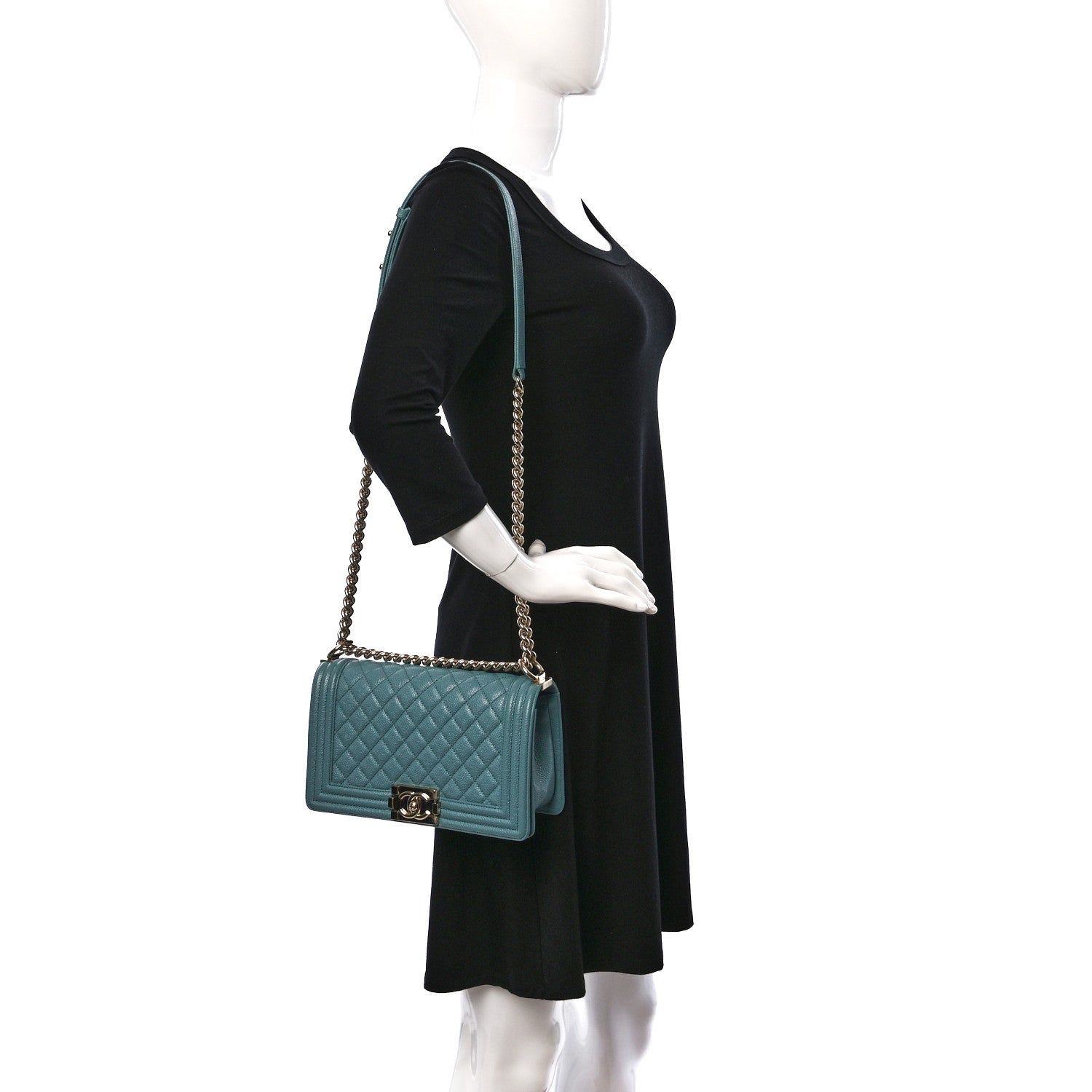 Chanel Caviar Quilted Medium Boy Flap Light Blue 2 of 10