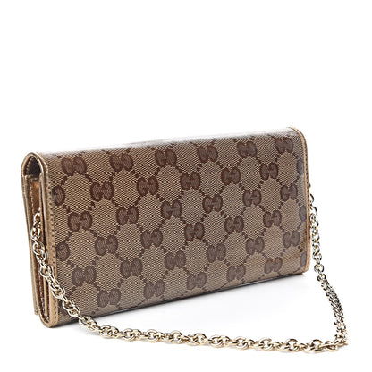 Gucci Crystal Monogram Metal Bar Chain Wallet Gold 3 of 8