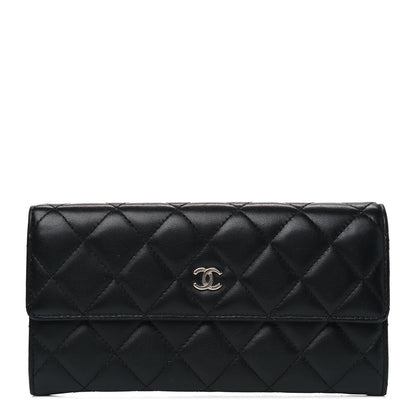 Chanel Lambskin Quilted Large Gusset Flap Wallet Black 1 of 9