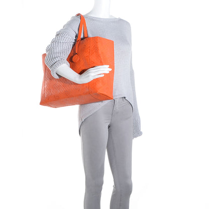 Bottega Veneta Calfskin Intrecciomirage Intarsio Large Tote Tangerine 2 of 10