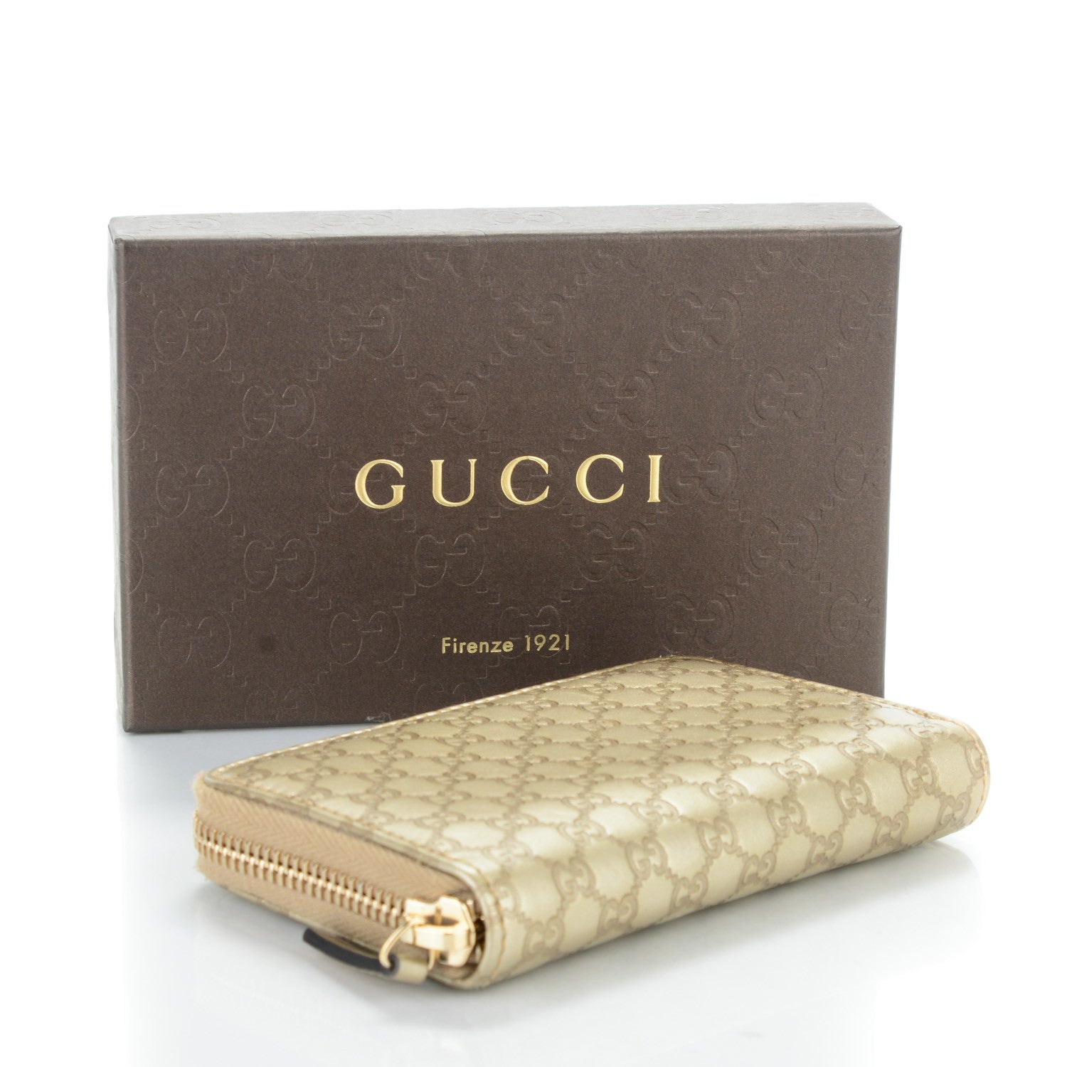Gucci Metallic Microguccissima Zip Around Card Case Golden Beige 4 of 6