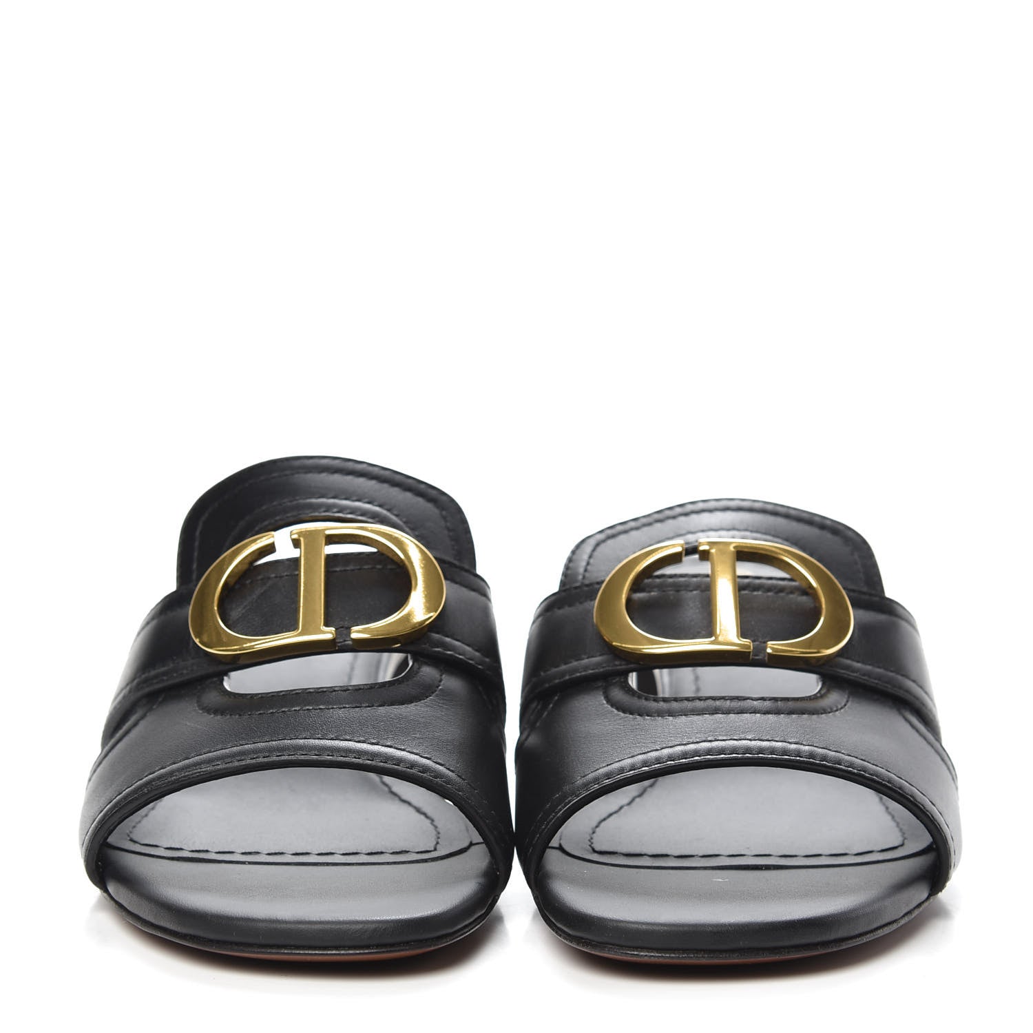 Christian Dior Calfskin 30 Montaigne Mid-Heel Slide Sandals 37 Black 2 of 8