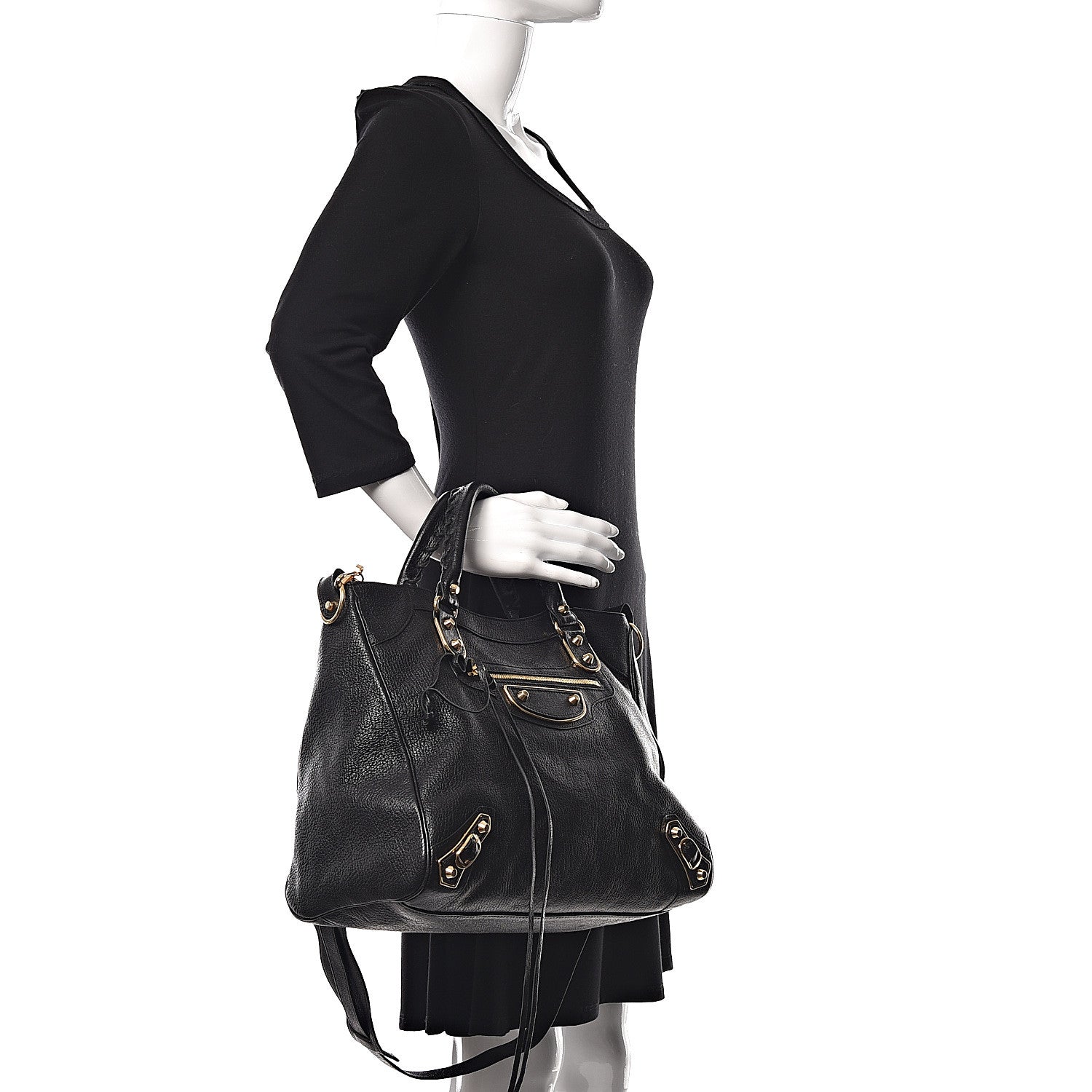 Balenciaga Chevre Gold Metallic Edge Hardware Velo Black 2 of 16