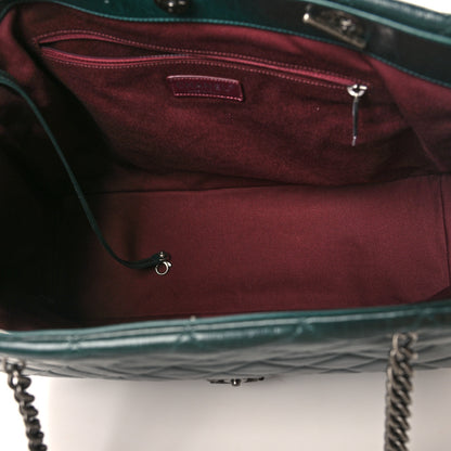 Chanel Glazed Calfskin Quilted Large Front Flap Tote Dark Green 5 of 11