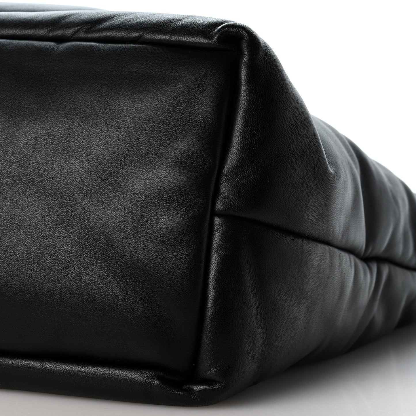 Lambskin Wide Puffer Tote Black