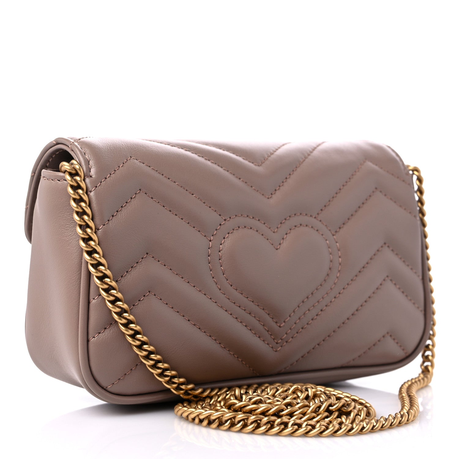 Gucci Calfskin Matelasse Super Mini GG Marmont Shoulder Bag Porcelain Rose 3 of 9