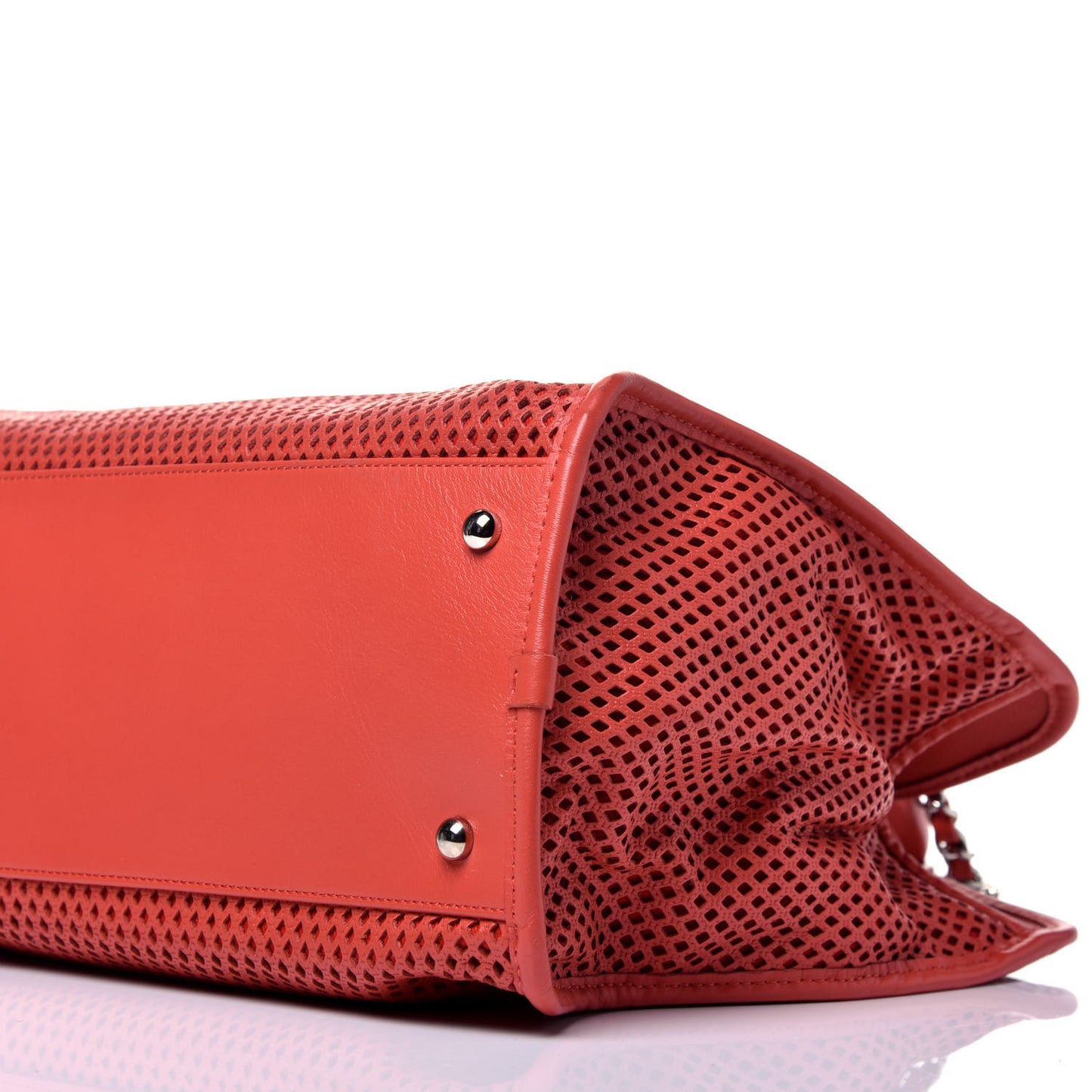 Calfskin Perforated Up In The Air Tote Red
