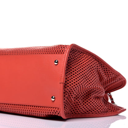 Chanel Calfskin Perforated Up In The Air Tote Red 10 of 10