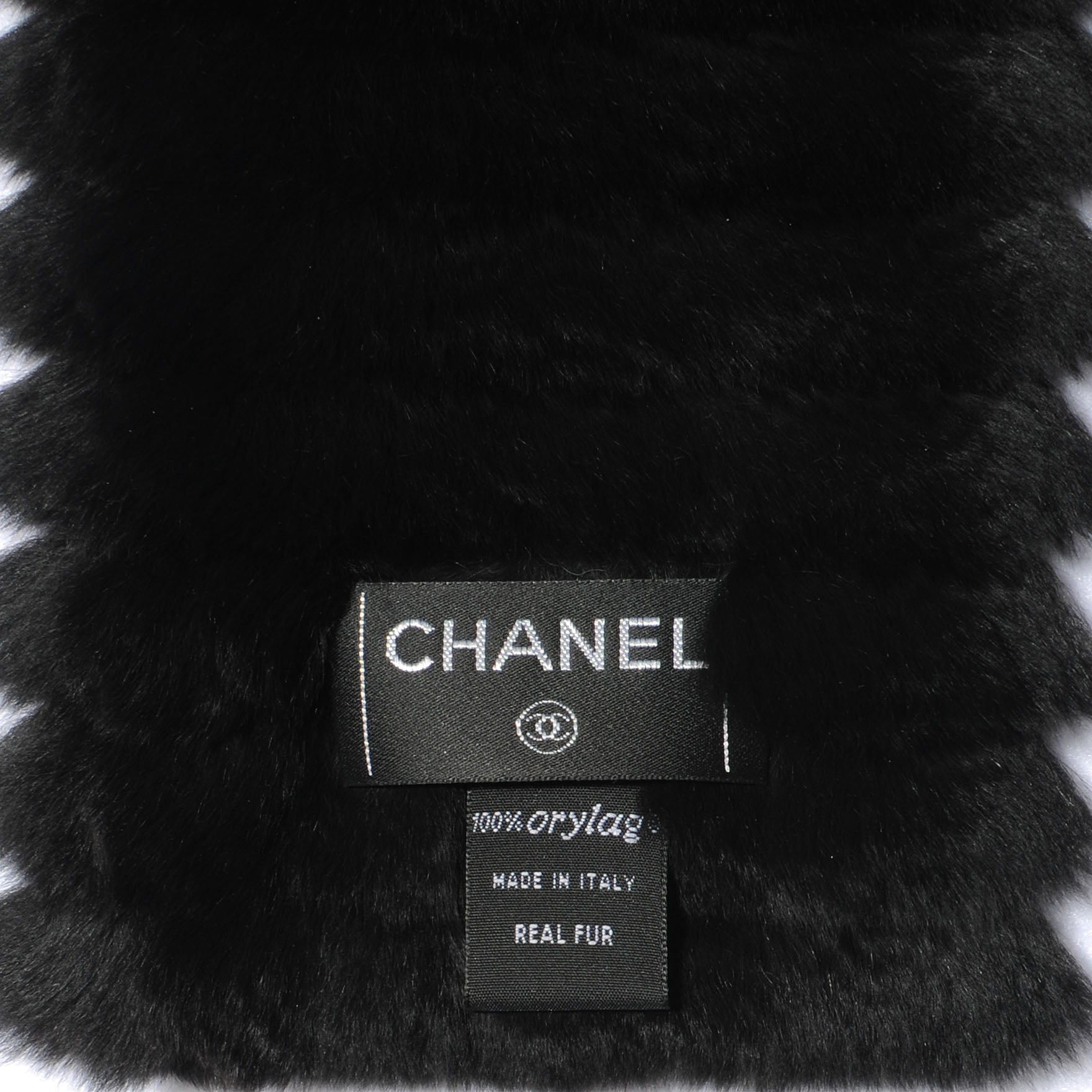 Chanel Orylag Rabbit Fur CC Scarf Black 4 of 5