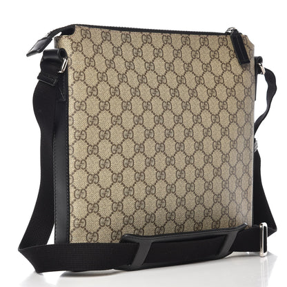Gucci GG Supreme Monogram Flat Messenger Bag Black 3 of 8