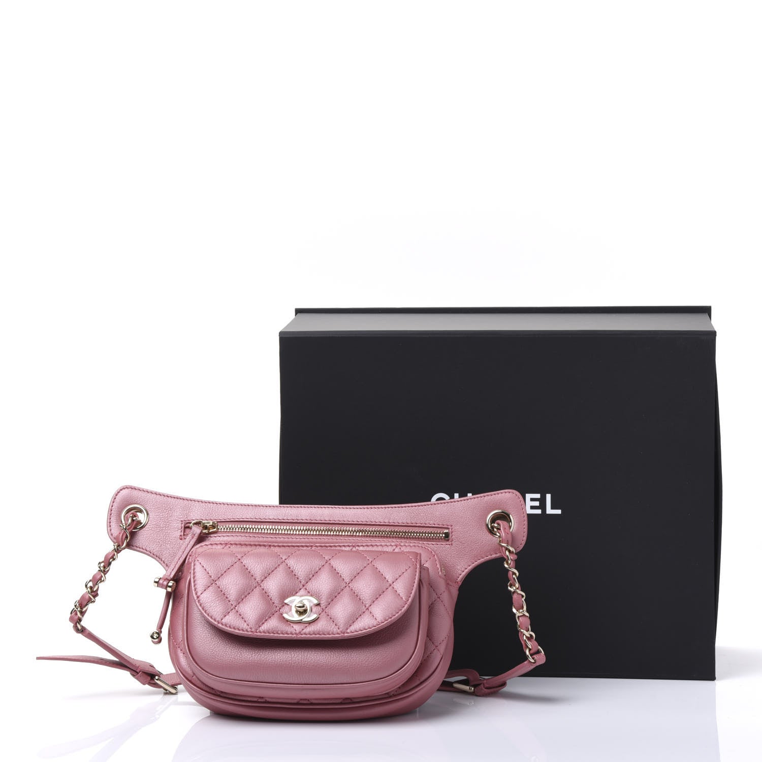 Chanel Metallic Calfskin Flap Chain Waist Bag Pink 11 of 11