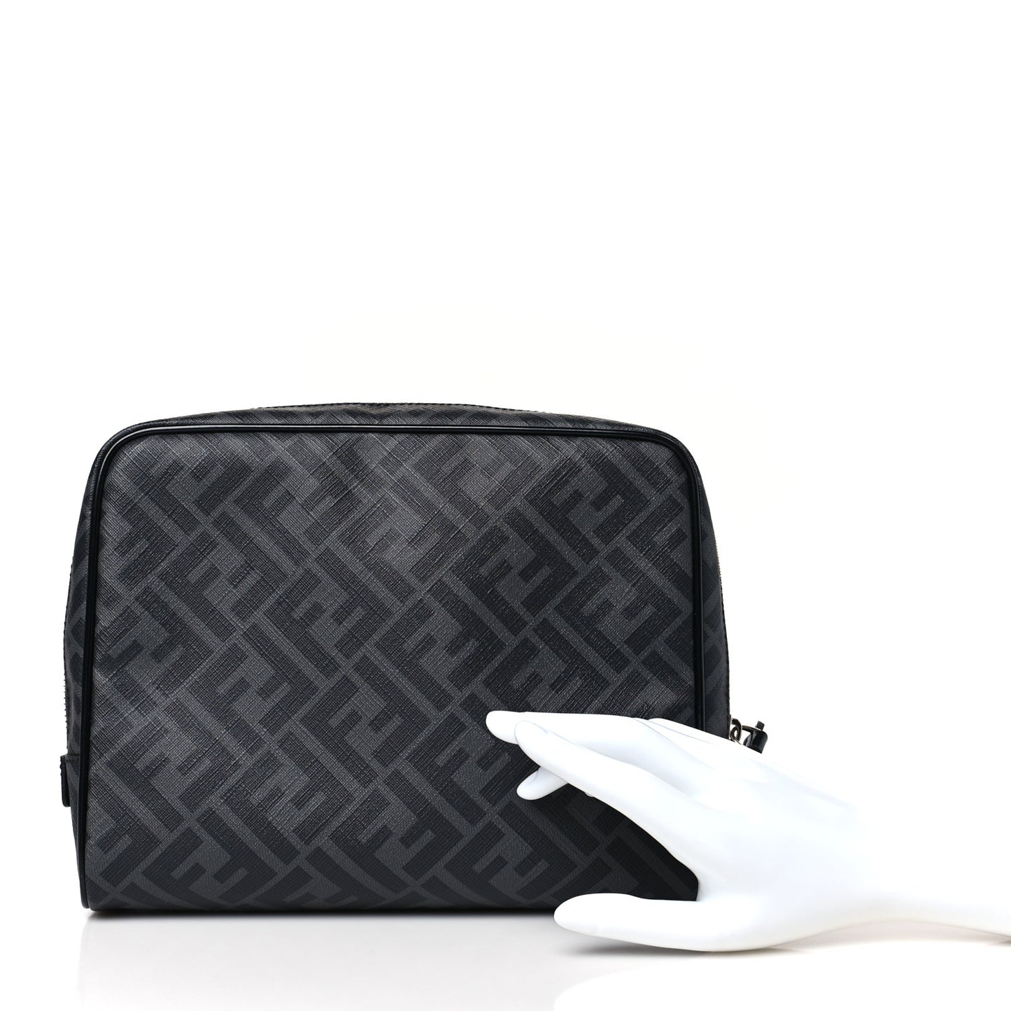 Glazed Fabric Vitello Brush FF 1974 Toiletry Case Black