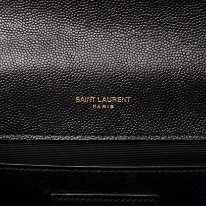 Saint Laurent Grain De Poudre Textured Mixed Matelasse Triquilt Medium Monogram Satchel Black 9 of 13