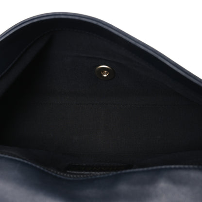 Chanel Calfskin Quilted Medium Graphic Flap Blue Black 4 of 10