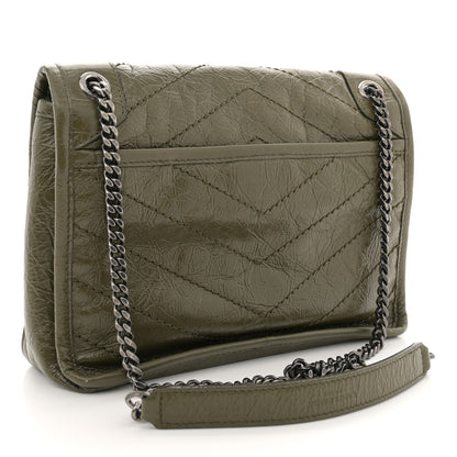 Saint Laurent Crinkled Lambskin Matelasse Monogram Baby Niki Chain Satchel Seawood 3 of 11