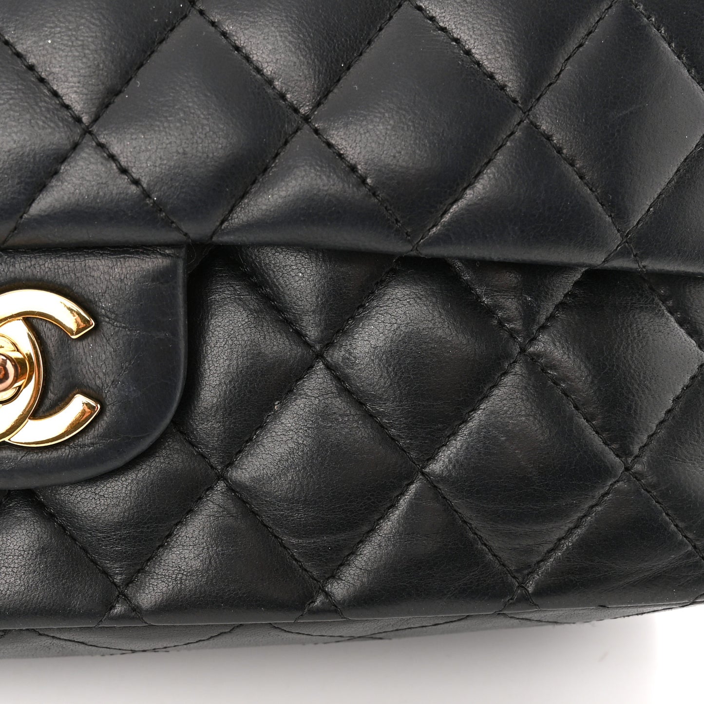Lambskin Quilted Medium Double Flap Black