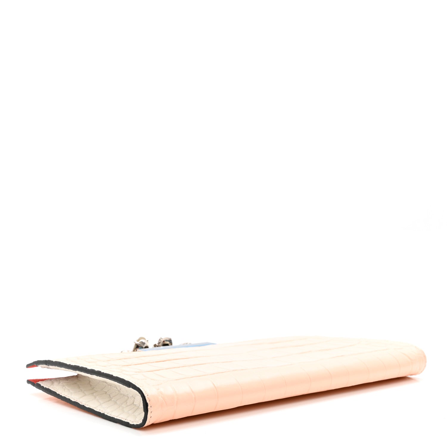 Alexander McQueen Calfskin Crocodile Embossed Knuckle Flat Clutch Colurie Ivory 4 of 7