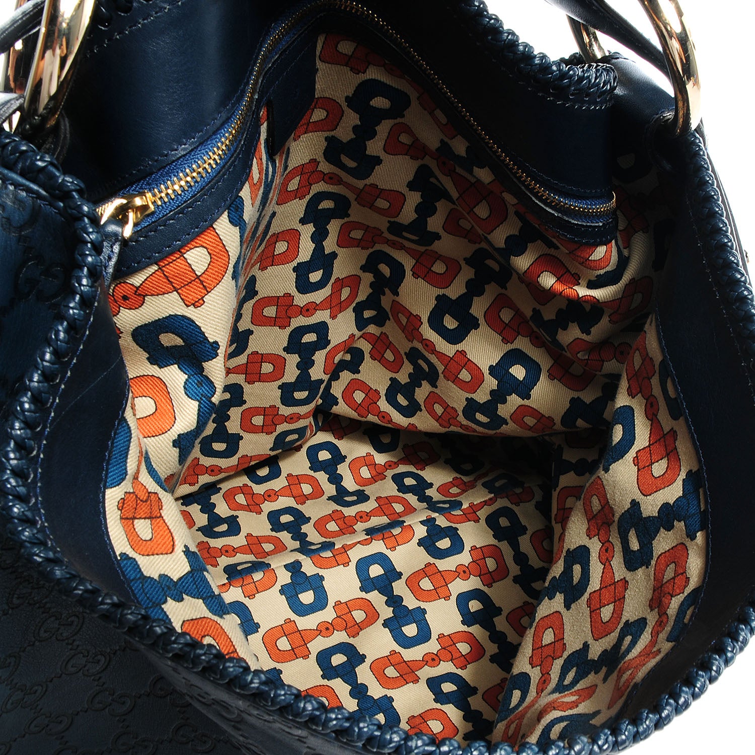 Gucci Guccissima Large Horsebit Chain Hobo Blue 5 of 7