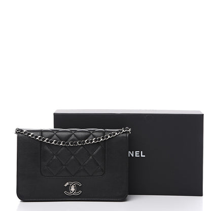 Chanel Sheepskin Quilted Mademoiselle Vintage Wallet On Chain WOC Black 15 of 15